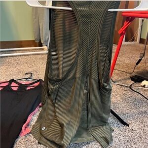 Lululemon Athletica Olive Green Striped Tank Top